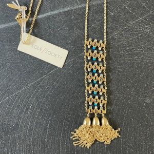 Sole Society gold tassel beaded necklace